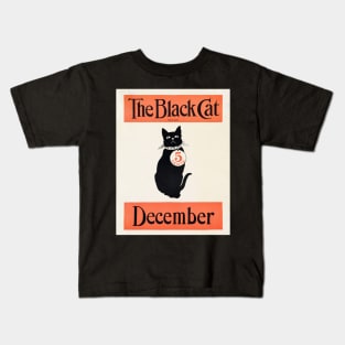 Art deco style The Black Cat poster print with December written on the bottom. Kids T-Shirt